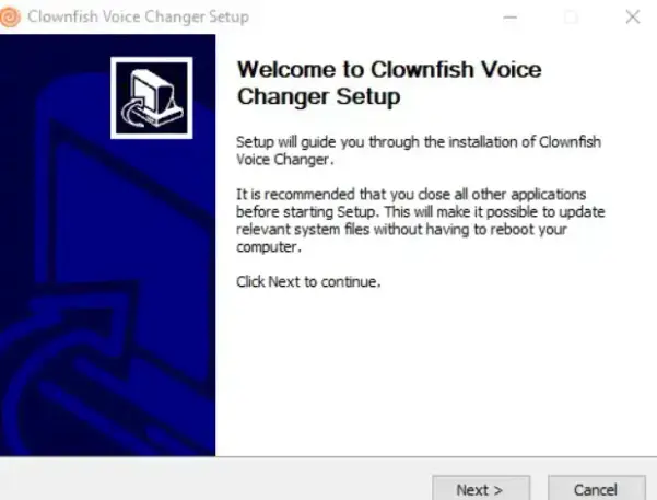 Clownfish Voice Changer installation wizard - License agreement step