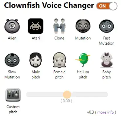 Demonstration of using Clownfish Voice Changer effects in a web application via the Chrome browser extension